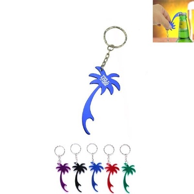 Coconut Palm Tree Shaped Aluminum Bottle Opener Key Ring